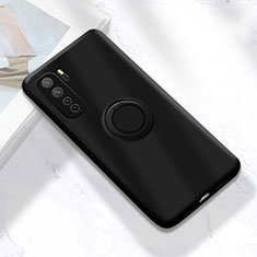 Ultra-thin Silicone Gel Soft Case Cover with Magnetic Finger Ring Stand A01 for Huawei Nova 7 SE 5G Black
