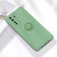 Ultra-thin Silicone Gel Soft Case Cover with Magnetic Finger Ring Stand A01 for Huawei Nova 7 SE 5G Cyan