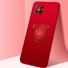 Ultra-thin Silicone Gel Soft Case Cover with Magnetic Finger Ring Stand A01 for Huawei Nova 8 SE 5G Red