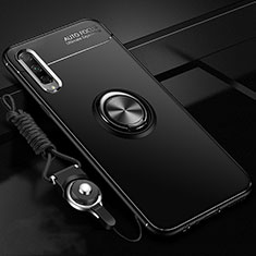 Ultra-thin Silicone Gel Soft Case Cover with Magnetic Finger Ring Stand A01 for Huawei P Smart Pro (2019) Black