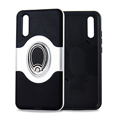 Ultra-thin Silicone Gel Soft Case Cover with Magnetic Finger Ring Stand A01 for Huawei P20 Black