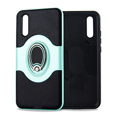 Ultra-thin Silicone Gel Soft Case Cover with Magnetic Finger Ring Stand A01 for Huawei P20 Green