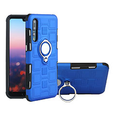 Ultra-thin Silicone Gel Soft Case Cover with Magnetic Finger Ring Stand A01 for Huawei P20 Pro Blue