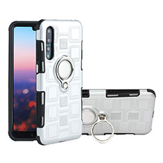 Ultra-thin Silicone Gel Soft Case Cover with Magnetic Finger Ring Stand A01 for Huawei P20 Pro White