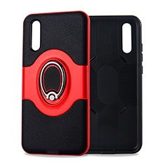 Ultra-thin Silicone Gel Soft Case Cover with Magnetic Finger Ring Stand A01 for Huawei P20 Red