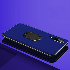 Ultra-thin Silicone Gel Soft Case Cover with Magnetic Finger Ring Stand A01 for Huawei P30 Blue