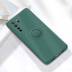 Ultra-thin Silicone Gel Soft Case Cover with Magnetic Finger Ring Stand A01 for Huawei P40 Lite 5G Green