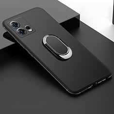 Ultra-thin Silicone Gel Soft Case Cover with Magnetic Finger Ring Stand A01 for Motorola Moto Edge 30 Fusion 5G Black