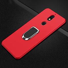 Ultra-thin Silicone Gel Soft Case Cover with Magnetic Finger Ring Stand A01 for Nokia 7 Plus Red