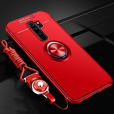 Ultra-thin Silicone Gel Soft Case Cover with Magnetic Finger Ring Stand A01 for Oppo A11 Red