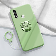 Ultra-thin Silicone Gel Soft Case Cover with Magnetic Finger Ring Stand A01 for Oppo A31 Cyan