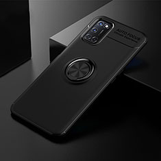 Ultra-thin Silicone Gel Soft Case Cover with Magnetic Finger Ring Stand A01 for Oppo A72 Black