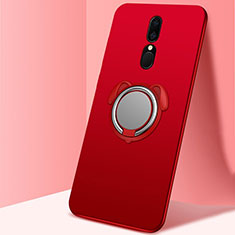 Ultra-thin Silicone Gel Soft Case Cover with Magnetic Finger Ring Stand A01 for Oppo A9 Red