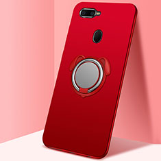Ultra-thin Silicone Gel Soft Case Cover with Magnetic Finger Ring Stand A01 for Oppo AX7 Red