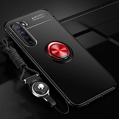Ultra-thin Silicone Gel Soft Case Cover with Magnetic Finger Ring Stand A01 for Oppo Find X2 Lite Red and Black