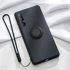 Ultra-thin Silicone Gel Soft Case Cover with Magnetic Finger Ring Stand A01 for Oppo Find X2 Neo Black