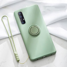 Ultra-thin Silicone Gel Soft Case Cover with Magnetic Finger Ring Stand A01 for Oppo Find X2 Neo Green