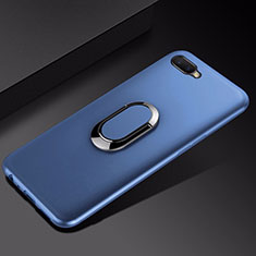 Ultra-thin Silicone Gel Soft Case Cover with Magnetic Finger Ring Stand A01 for Oppo K1 Blue