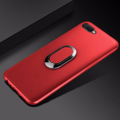 Ultra-thin Silicone Gel Soft Case Cover with Magnetic Finger Ring Stand A01 for Oppo K1 Red