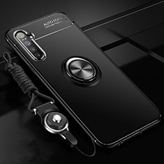 Ultra-thin Silicone Gel Soft Case Cover with Magnetic Finger Ring Stand A01 for Oppo K5 Black