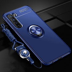 Ultra-thin Silicone Gel Soft Case Cover with Magnetic Finger Ring Stand A01 for Oppo K7 5G Blue