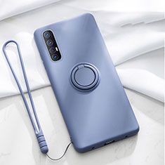 Ultra-thin Silicone Gel Soft Case Cover with Magnetic Finger Ring Stand A01 for Oppo Reno3 Pro Gray