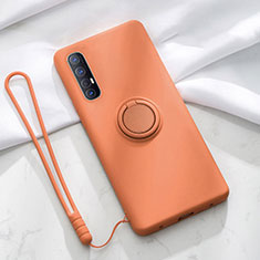 Ultra-thin Silicone Gel Soft Case Cover with Magnetic Finger Ring Stand A01 for Oppo Reno3 Pro Orange