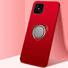 Ultra-thin Silicone Gel Soft Case Cover with Magnetic Finger Ring Stand A01 for Oppo Reno4 Z 5G Red