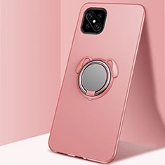 Ultra-thin Silicone Gel Soft Case Cover with Magnetic Finger Ring Stand A01 for Oppo Reno4 Z 5G Rose Gold