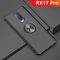Ultra-thin Silicone Gel Soft Case Cover with Magnetic Finger Ring Stand A01 for Oppo RX17 Pro Black