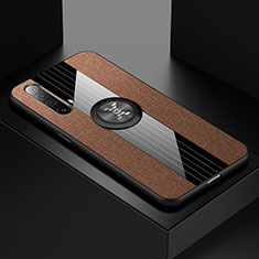 Ultra-thin Silicone Gel Soft Case Cover with Magnetic Finger Ring Stand A01 for Realme X3 SuperZoom Brown