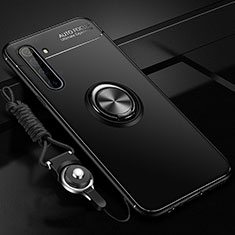 Ultra-thin Silicone Gel Soft Case Cover with Magnetic Finger Ring Stand A01 for Realme X50 Pro 5G Black