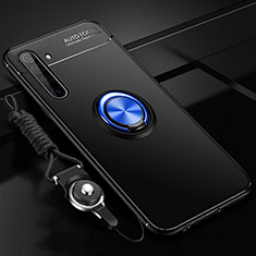 Ultra-thin Silicone Gel Soft Case Cover with Magnetic Finger Ring Stand A01 for Realme X50 Pro 5G Blue and Black