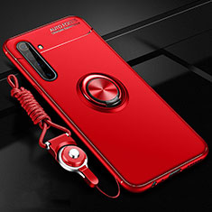 Ultra-thin Silicone Gel Soft Case Cover with Magnetic Finger Ring Stand A01 for Realme X50 Pro 5G Red
