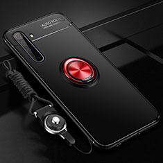 Ultra-thin Silicone Gel Soft Case Cover with Magnetic Finger Ring Stand A01 for Realme X50 Pro 5G Red and Black