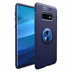 Ultra-thin Silicone Gel Soft Case Cover with Magnetic Finger Ring Stand A01 for Samsung Galaxy S10 5G Blue