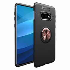 Ultra-thin Silicone Gel Soft Case Cover with Magnetic Finger Ring Stand A01 for Samsung Galaxy S10 5G Gold and Black