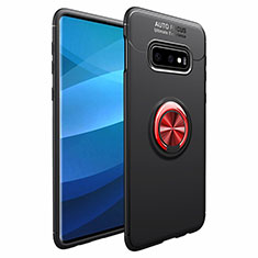 Ultra-thin Silicone Gel Soft Case Cover with Magnetic Finger Ring Stand A01 for Samsung Galaxy S10 5G Red and Black