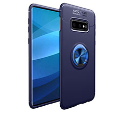 Ultra-thin Silicone Gel Soft Case Cover with Magnetic Finger Ring Stand A01 for Samsung Galaxy S10e Blue