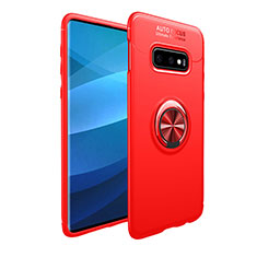 Ultra-thin Silicone Gel Soft Case Cover with Magnetic Finger Ring Stand A01 for Samsung Galaxy S10e Red