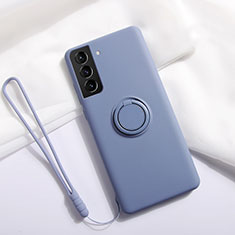 Ultra-thin Silicone Gel Soft Case Cover with Magnetic Finger Ring Stand A01 for Samsung Galaxy S21 5G Lavender Gray