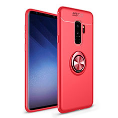 Ultra-thin Silicone Gel Soft Case Cover with Magnetic Finger Ring Stand A01 for Samsung Galaxy S9 Plus Red