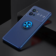 Ultra-thin Silicone Gel Soft Case Cover with Magnetic Finger Ring Stand A01 for Vivo iQOO 9 Pro 5G Blue