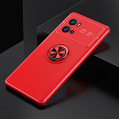 Ultra-thin Silicone Gel Soft Case Cover with Magnetic Finger Ring Stand A01 for Vivo iQOO 9 Pro 5G Red