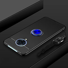 Ultra-thin Silicone Gel Soft Case Cover with Magnetic Finger Ring Stand A01 for Vivo Nex 3 5G Blue and Black