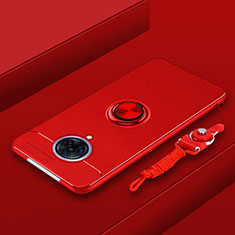 Ultra-thin Silicone Gel Soft Case Cover with Magnetic Finger Ring Stand A01 for Vivo Nex 3 5G Red