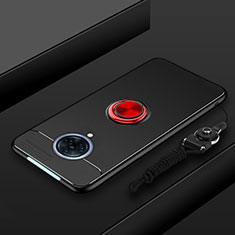 Ultra-thin Silicone Gel Soft Case Cover with Magnetic Finger Ring Stand A01 for Vivo Nex 3 5G Red and Black