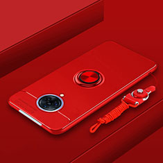 Ultra-thin Silicone Gel Soft Case Cover with Magnetic Finger Ring Stand A01 for Vivo Nex 3S Red