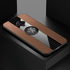 Ultra-thin Silicone Gel Soft Case Cover with Magnetic Finger Ring Stand A01 for Vivo S1 Pro Brown