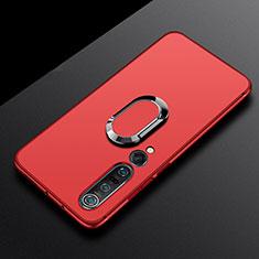 Ultra-thin Silicone Gel Soft Case Cover with Magnetic Finger Ring Stand A01 for Xiaomi Mi 10 Pro Red